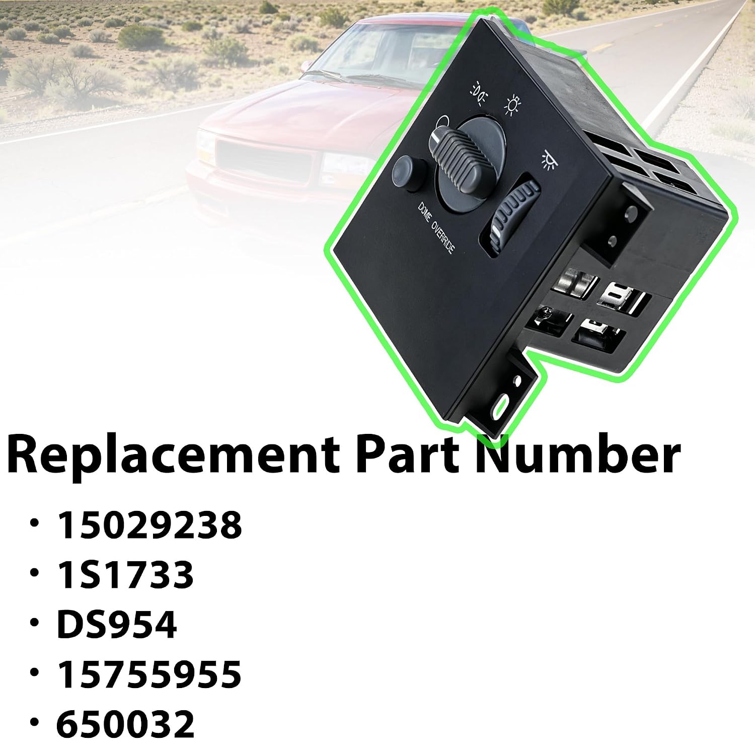 Headlight Dimmer Switch Compatible with G-MC Jimmy Sonoma 1998-2001/Che-vy Blazer S10 1998-2003/Old-smobile Bravada 1998-2001 Instrument Panel Headlamp Switch Replace#15029238 1S1733 DS954
