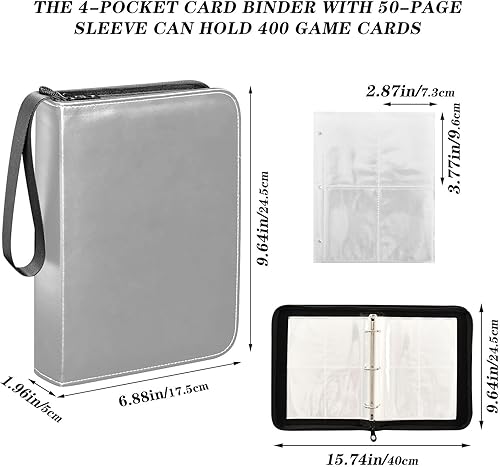 Miniatura 3 de Dark Gray Binder Card in Sturdy PU Leather, 400 Pocket, Easy-to-Clean Double Sided Card