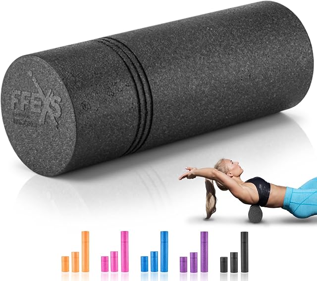 Foam Roller - for Self Massage Exercise, Back Pain, Relieve Muscles, Legs,Trigger Point, Yoga, Physical Therapy, Body Stretching, Deep Tissue - 16 Inch / Black / High Density