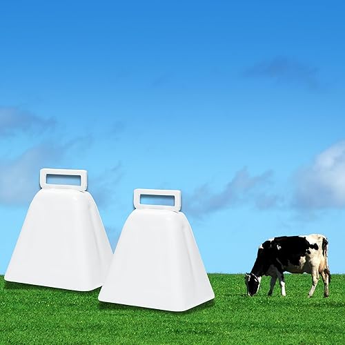 Miniatura 8 de Bevin Bells Campanas de vaca de larga distancia 10LD  Campanas de Navidad  Hecho de acero, hace ruido fuerte  Mango de correa blanca  Más fácil de