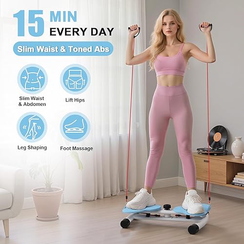 Miniatura 2 de Máquina de Torsión de Cintura, Tabla Torcedora de Abdominales con Bandas de Resistencia - Capacidad de 300 libras, Equipo de Ejercicio Casero para