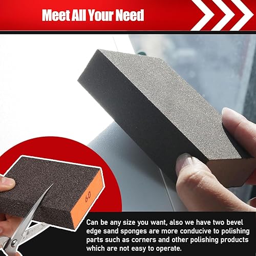 Miniatura 7 de Paquete de 6 esponjas de lijado, bloque de lijado lavable y reutilizable para madera, paneles de yeso, metal, vidrio, grano gruesomediofinosuperfino