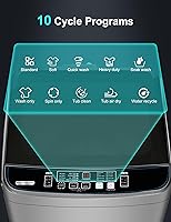 Vista 4 de Lavadora portátil, capacidad de 2.4 pies cúbicos, lavadora completamente automática con 10 ciclos de lavado, bajo ruido (55 db), IPX4, combo