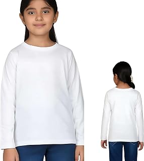 Kids Round Neck Girls Winter Collection Tshirt Full Sleeves Natural Organic 100% Cotton Soft Fabric Comfortable Plain Colo... Price In India