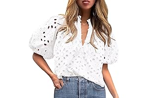 Elegant Eyelet Tops for Women: Embroidered Lace Summer Blouses