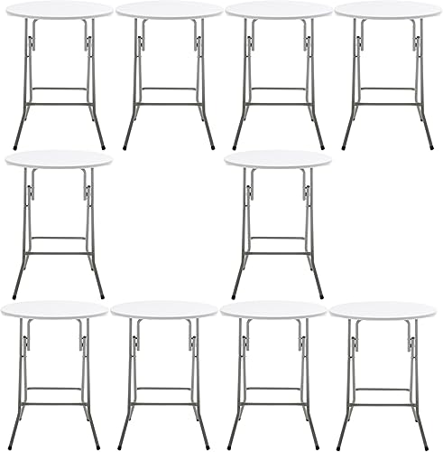 BTEXPERT Juego de 5 tarjetas de banquete portátil plegables de granito redondo de 24 pulgadas de altura blanca para mesa de comedor de café de