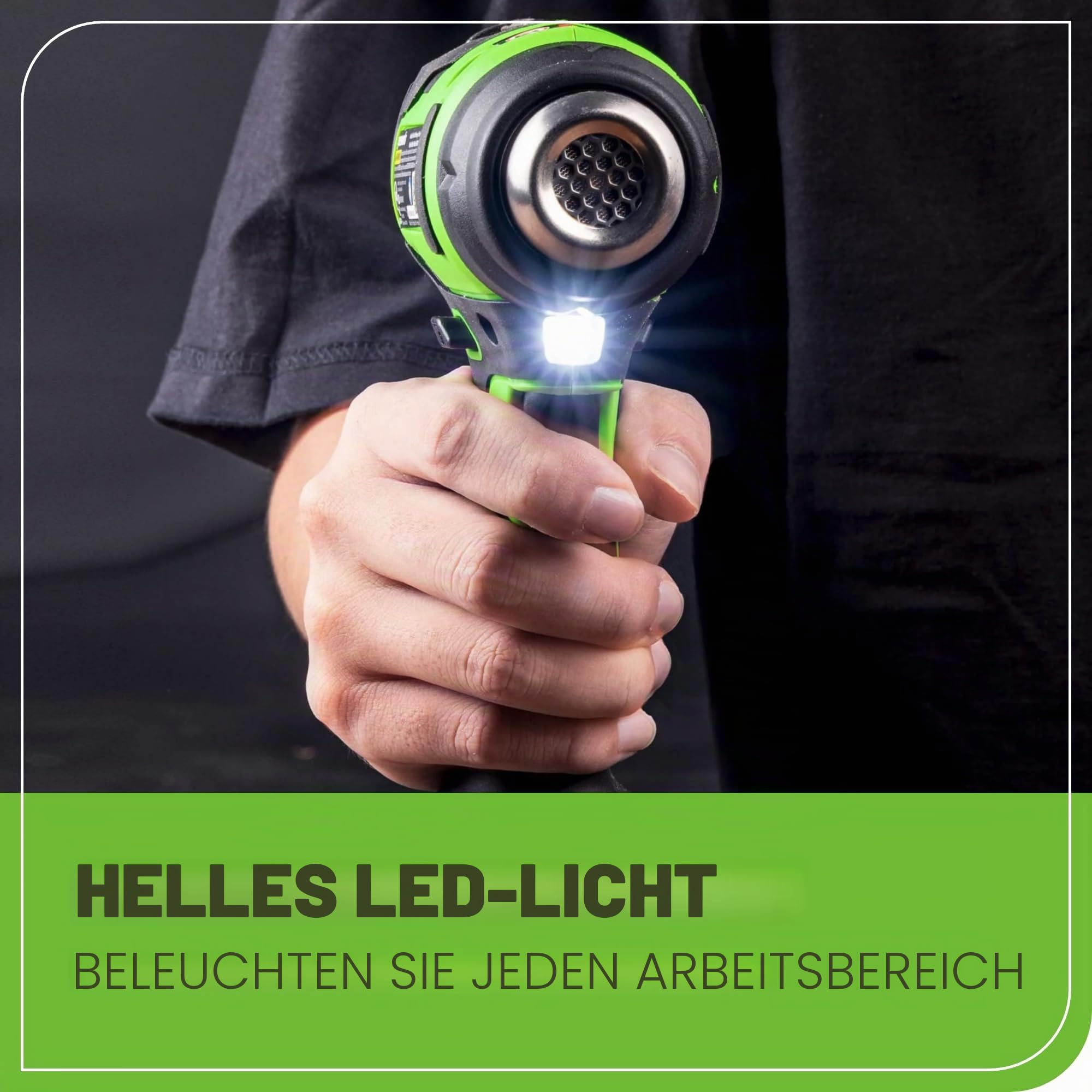 Greenworks 24 V kabelloses Heißluftpistolen-Set, 4,0 Ah Akku und Ladegerät im Lieferumfang enthalten – Heißluftwerkzeug, max. 538 ℃ mit 3 Düsen für Zuhause, Garage, Outdoor