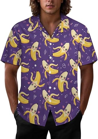 Mens Hawaiian Shirt Casual Button Down Short Sleeve Tropical Beach Holiday Aloha Party Shirt for Men Funny