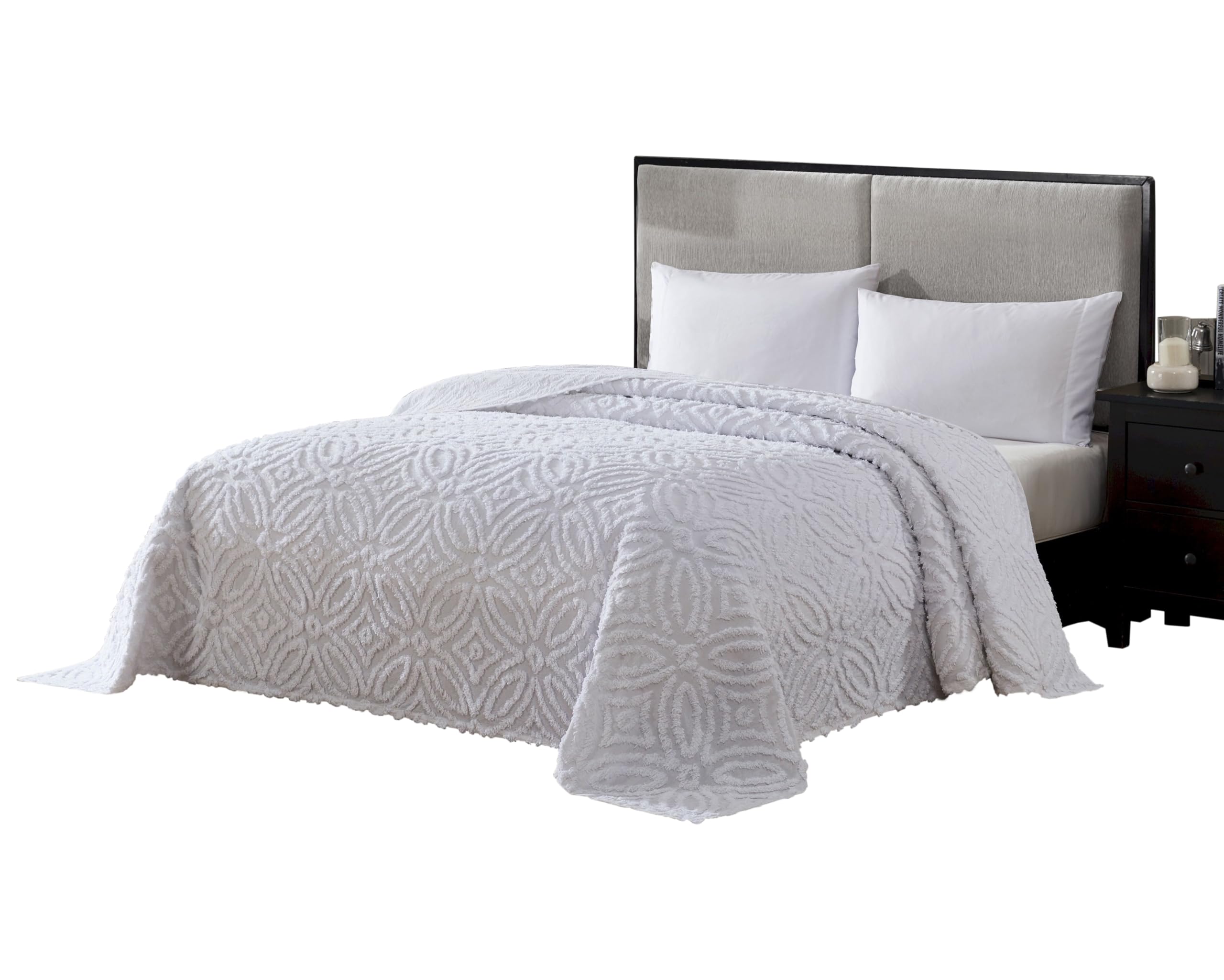 Beatrice Home Fashions Chenille Tagesdecke Weiß