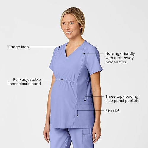 Vista 2 de WonderWink Top de maternidad con cuello en V