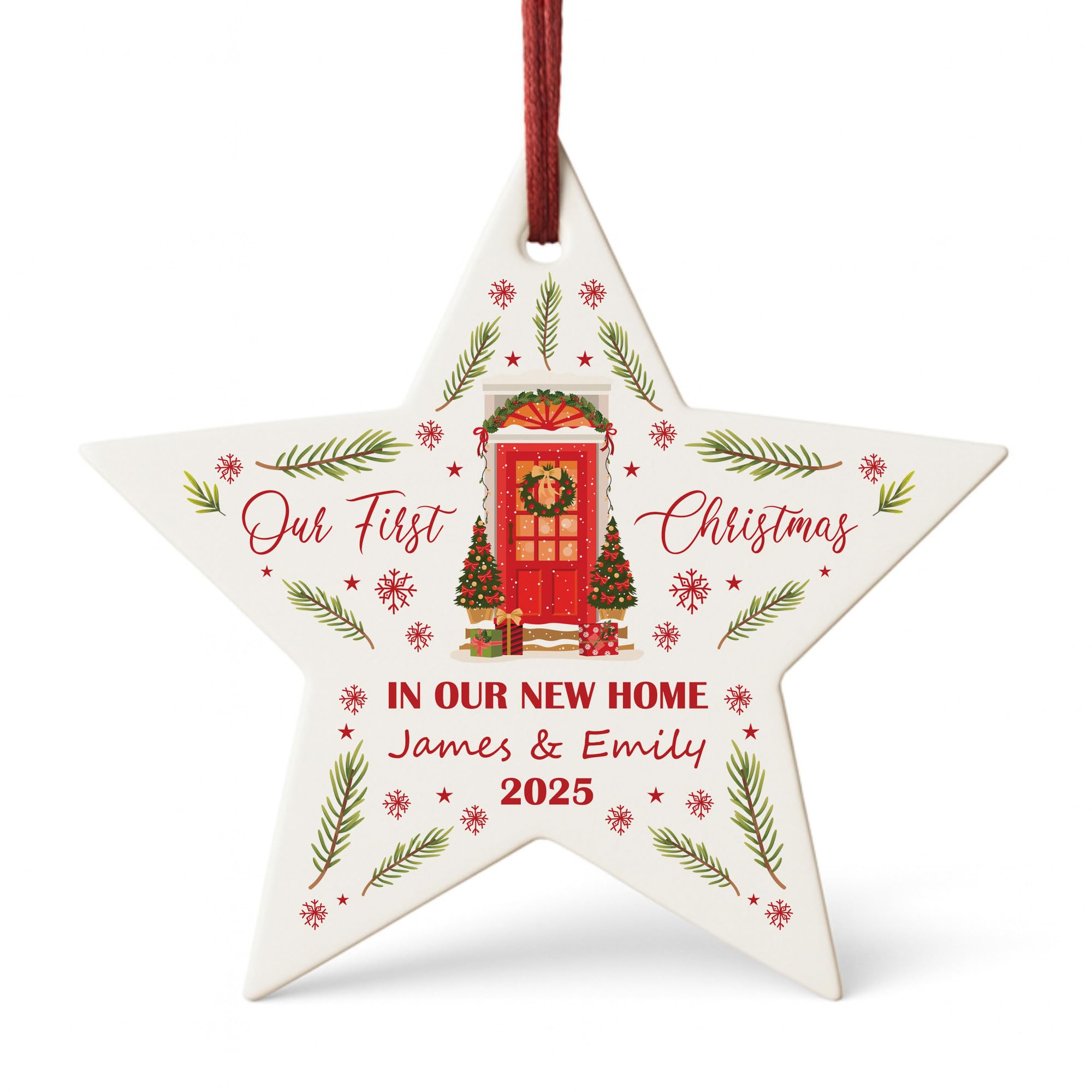 Red Ocean Our First Christmas In Our New Home Bauble Personalised Acrylic Star For Christmas Tree For Couple Family Friend New Home Ornament Keepsake