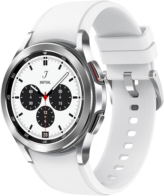 Samsung Galaxy Watch4 Classic Smart Watch, Rotating Bezel, Health Monitoring, Fitness Tracker, 4G, 42mm, Silver (UK Version)