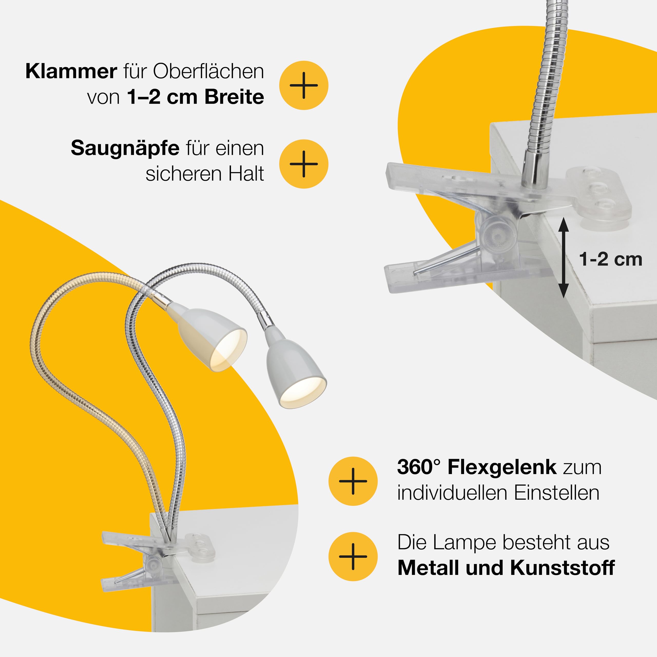 Brilliant Anthony LED lampa zaciskowa na biurko, 2,4 W, zintegrowana dioda LED, metal/tworzywo sztuczne, tytan G92936/11