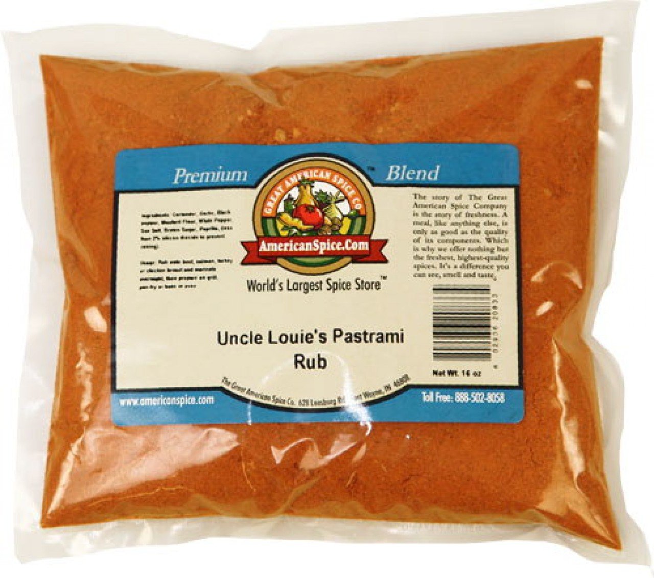 Uncle Louie's Pastrami Rub, Bulk, 16 oz Gourmet Rubs