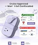 10in1 Bande de vitesses de croisière approuvée,20W USB C,Voyage essentiel de l'hôtel Croisière Airplane Beach Vacation,4ft Bouchon plat pour cordon,6 Les sorties (4 Largement espacées),USBC Chargement rapide, Cadeau de voyage