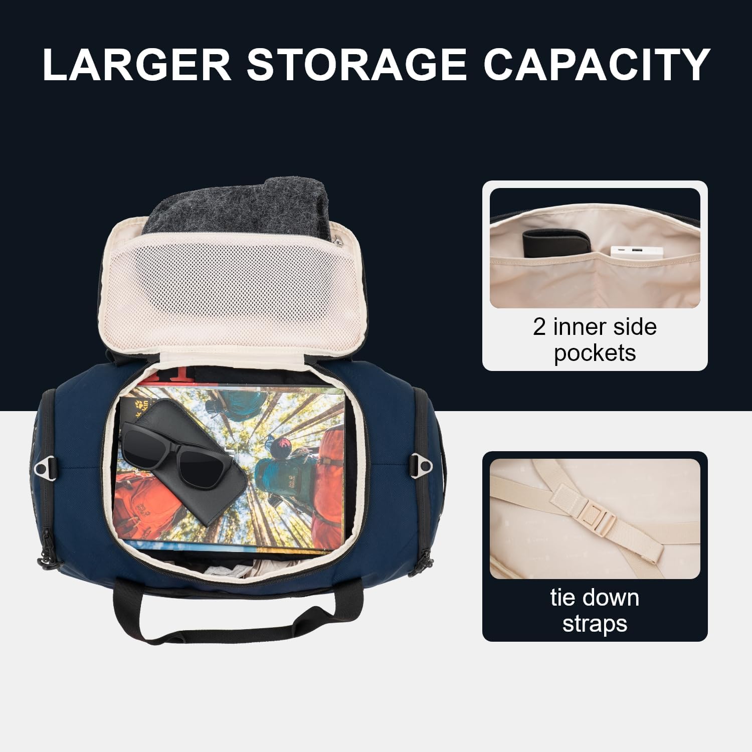 LEVEL8 Travel Duffle Bag Carry on Airline Approved, Water Resistant Sport Duffle, Weekender Bag for Men and Women, Blue, 30L