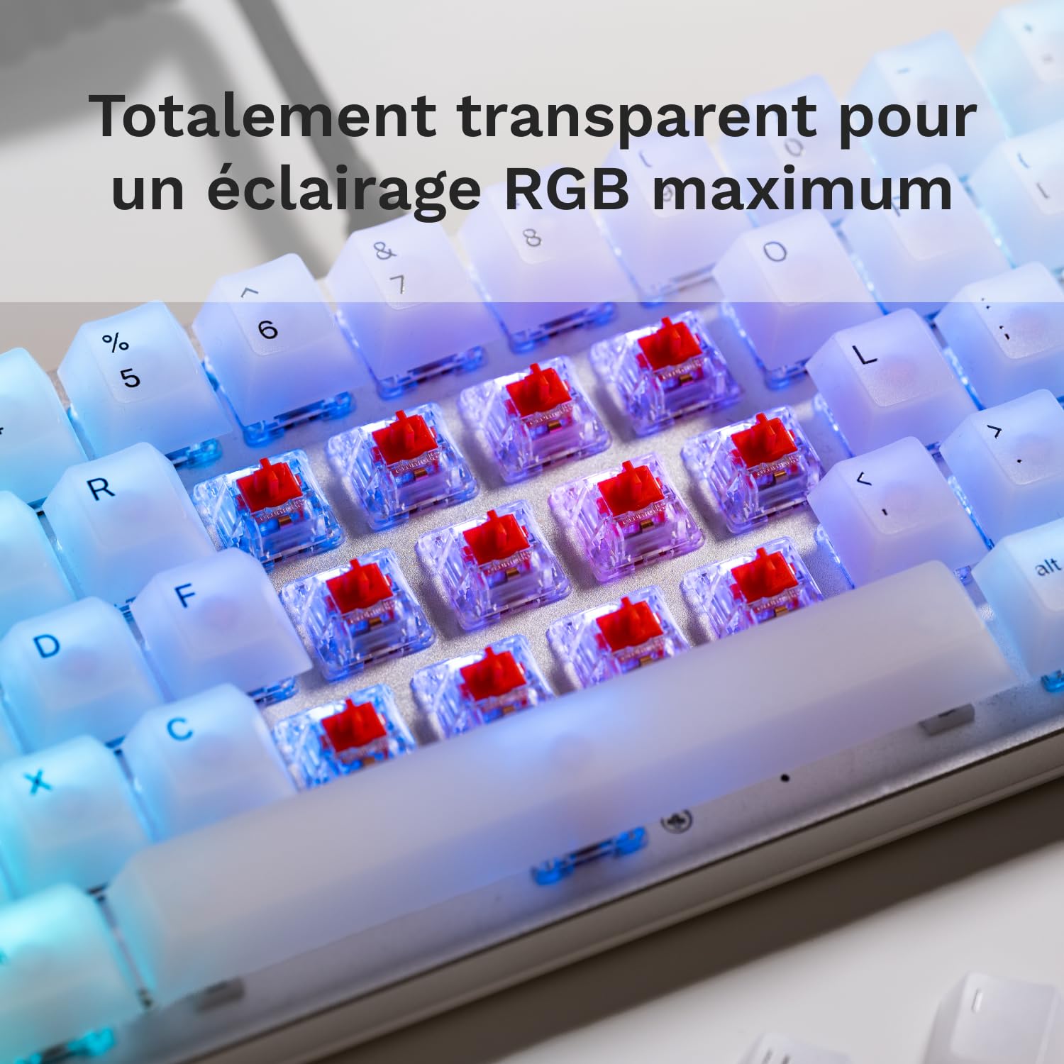 GLORIOUS Fox Switches Mécaniques Linéaires (110 Pièces) | Force Activation 45g, Appui Fluide Rapide Lubrifié POM, Design Transparent RGB, 3 Broches Compatibles MX Hot Swap, Silencieux