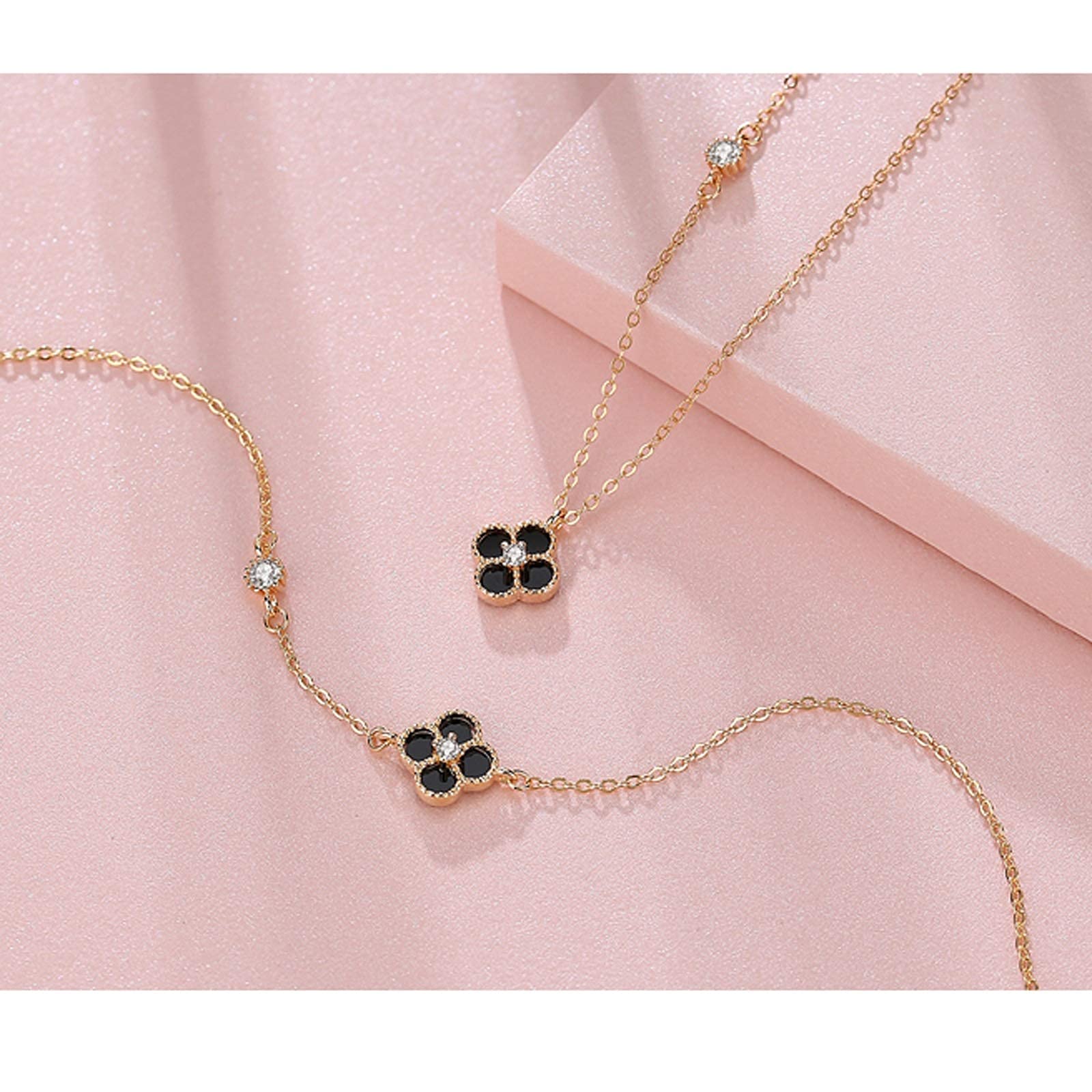 Naszyjnik dla kobiet czterolistny naszyjnik kobiecy temperament 18k kolorów łańcuszek do obojczyka luksusowy prezent Choker naszyjnik baterie domowe