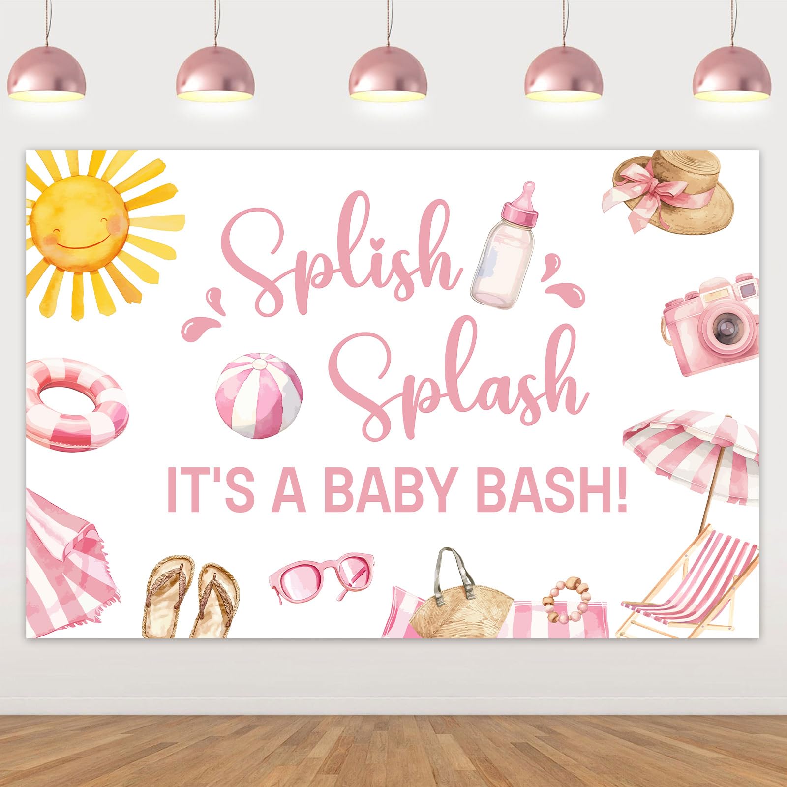 Splish Splash Baby Shower Decorations for Girls Pink Splish Splash Backdrop Summer Pool Beach Party Decorations Hawaiian Summer Beach Pool Party Decor