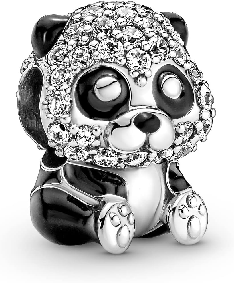 PANDORA Sparkling Cute Panda Charm Bracelet Charm Moments Bracelets - Stunning Women's Jewelry - Gift for Women - Made with Sterling Silver, Cubic Zirconia & Enamel