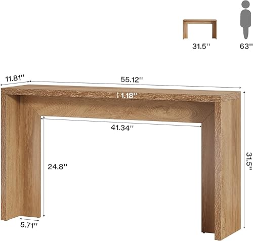 Miniatura 2 de Tribesigns Mesa consola de granja, mesa de sofá de madera de 55 pulgadas con almacenamiento para entrada, vestíbulo, pasillo, sala de estar, fácil