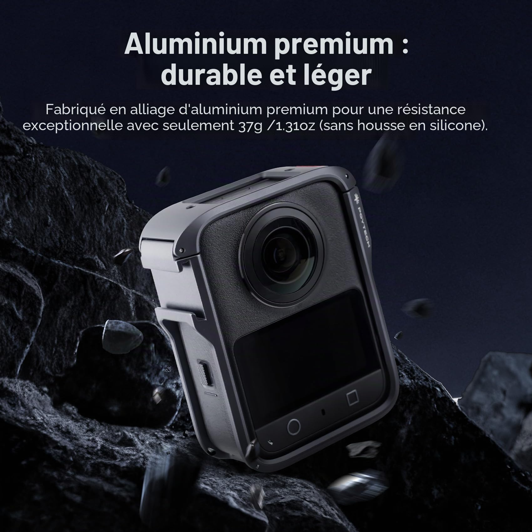 PGYTECH Caméra Cage pour DJI OSMO 360, Coque de Protection Robuste en Alliage d'Aluminium avec Bouton À Libération Rapide, Trou Fileté 1/4", Sabot Froid, Cache-Lentille en Silicone Cadre
