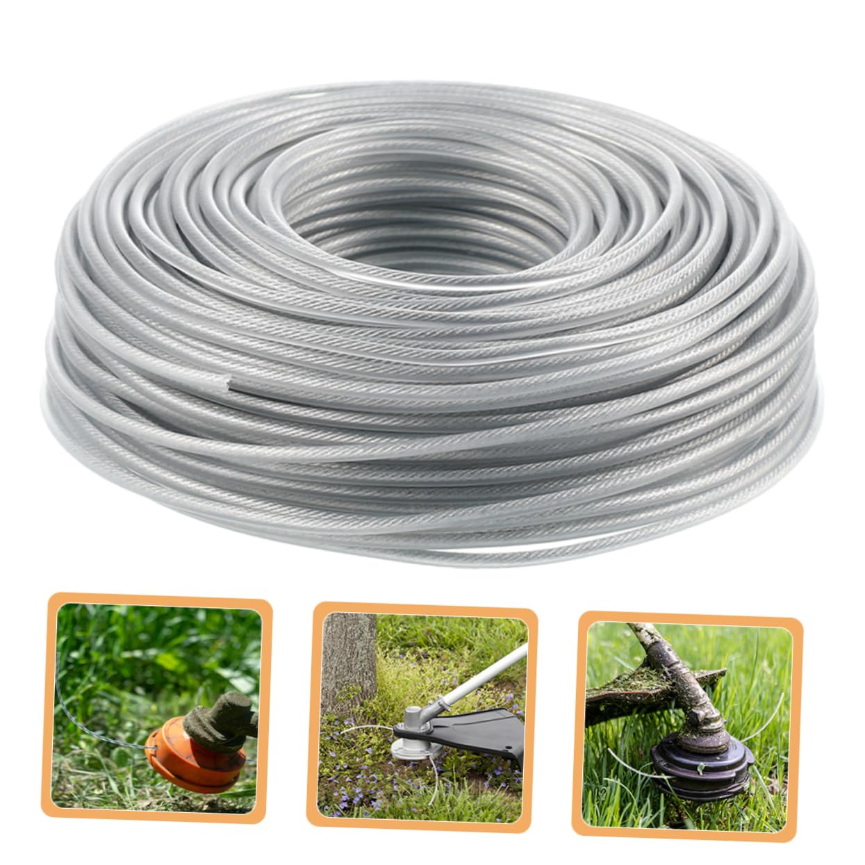 ibasenice Filo da 45m in Filo d'Acciaio Argento per Decespugliatore Resistente all'Usura e Durevole per Rifinitura Bordo Prato e Giardino