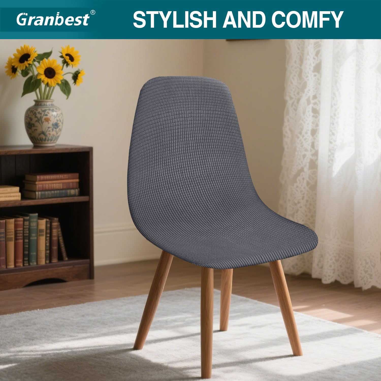 Granbest Jacquard Thickened Elastic Dining Chair Covers, Low Back Chair Slipcovers for Hotel Banquet, Wedding - Image 2