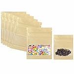 70 Pcs Small Resealable Coin Envelopes Bags with Clear Window Mini Brown Kraft Paper Heat Seal Airtight Packaging Bags for Storage Party Favor Pet Food Sample Bag 2.75x3.5\'\' and 3.5x5.1\'\'
