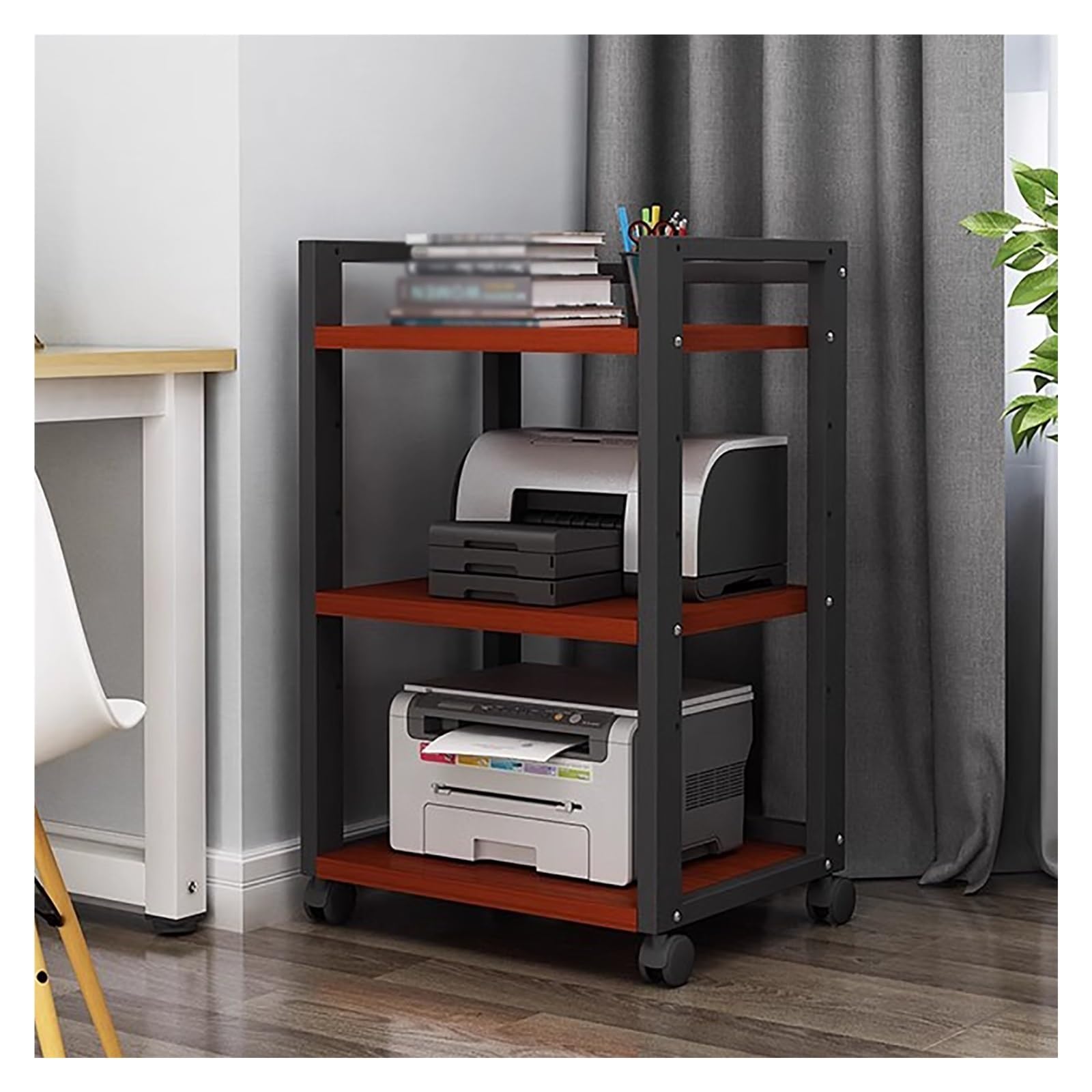 JYHHCYS Upright Entertainment Stereo Rack System Component Cabinet with Caster Wheels & Adjustable Shelf, Modern Open-Ended AV Media Stand Tower (Color : Black-#1, Size : 3 tier-79CM Tall)