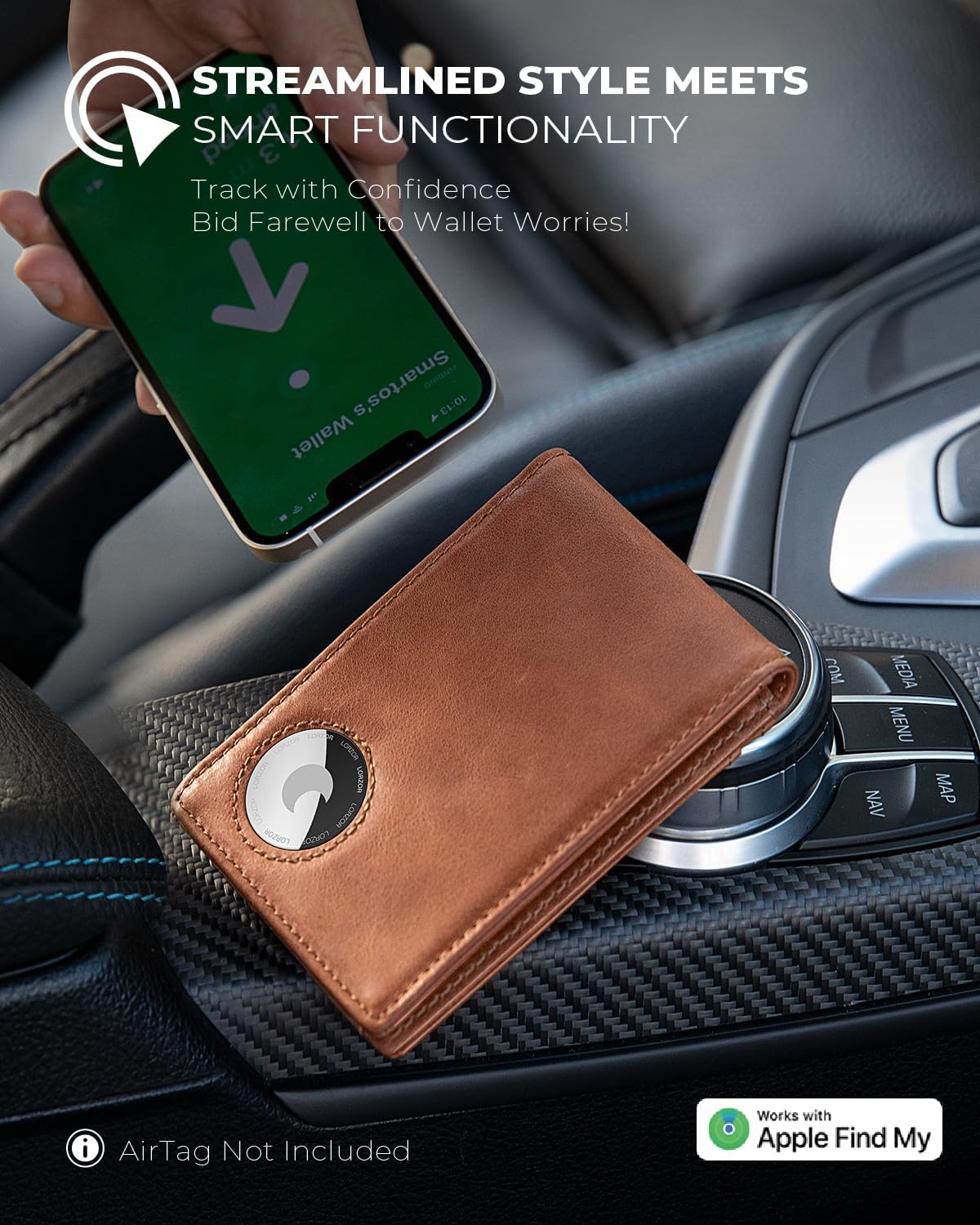 LORZOR Genuine Leather AirTag Wallet with Money Clip - Mens Bifold Wallets Slim Front Pocket RFID Blocking Card Holder, Minimalist Air Tag Wallet with Present Box (Airtag Not Included) - Image 6