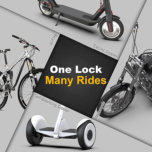 Miniatura 6 de Cerradura para scooter, 35.4 in, Scooter E con bolsa colgante impermeable, cerraduras de alta seguridad, bloqueo de bicicleta con un botón,