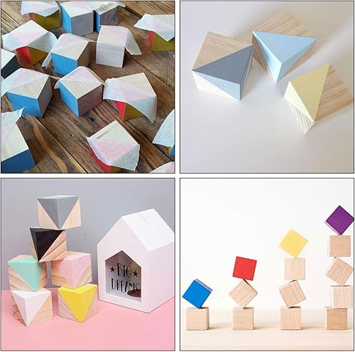 Miniatura 9 de ZOENHOU Juego de 60 bloques de madera de 1.5 pulgadas, cubos de madera maciza natural de primera calidad, sin acabar, para pintar, decorar, hacer