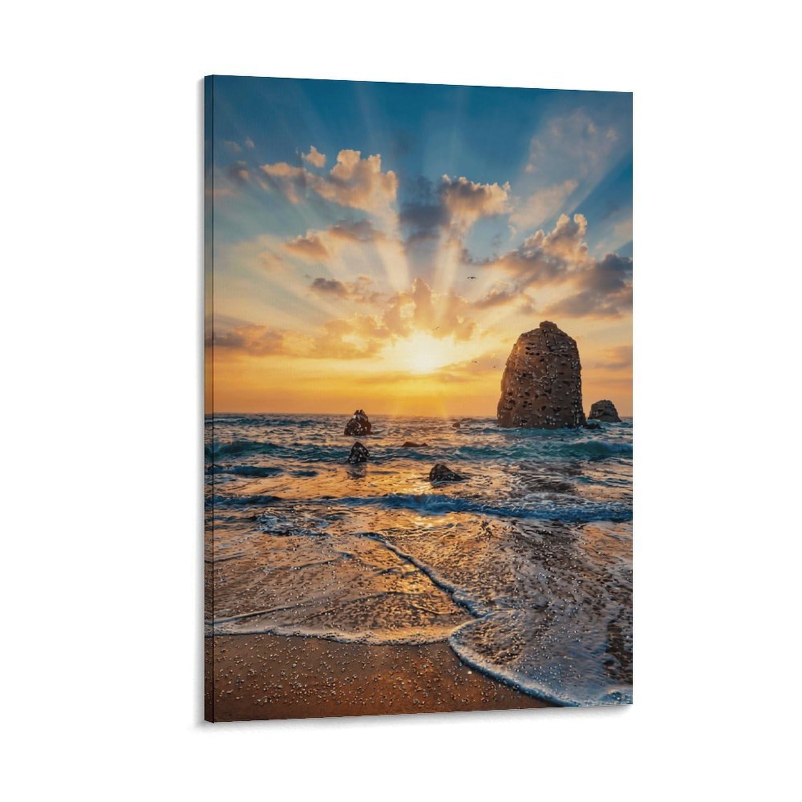 XPASHIQWC Sunset Coast Poster Artwork Canvas Prints Picture Modern Canvas Wall Art Picture Wall Hanging for Bathroom Wall Decor 20x30inch(50x75cm)