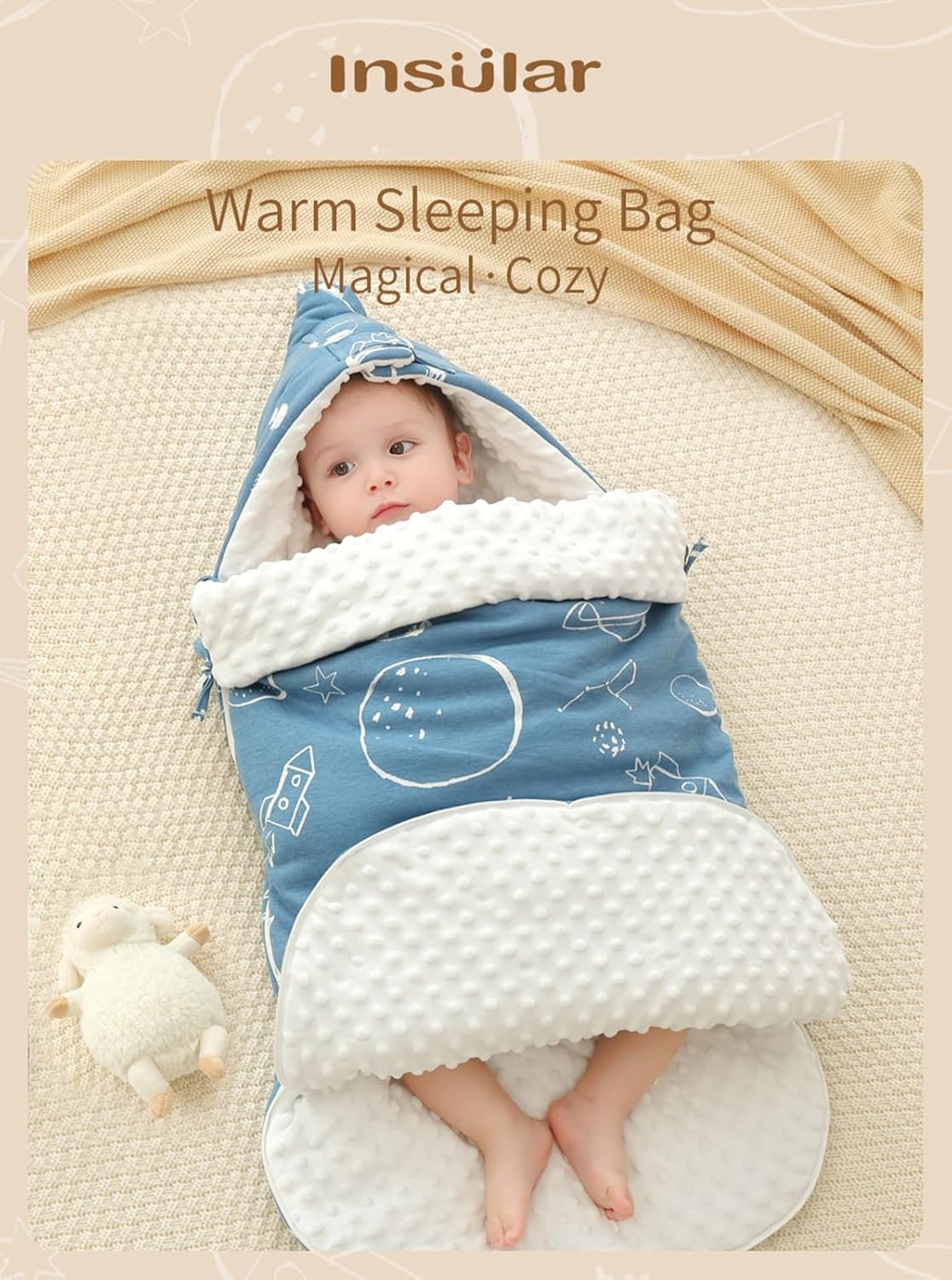 insular Swaddle Blanket for Newborn Boy or Girl, 0-12 Month, Space