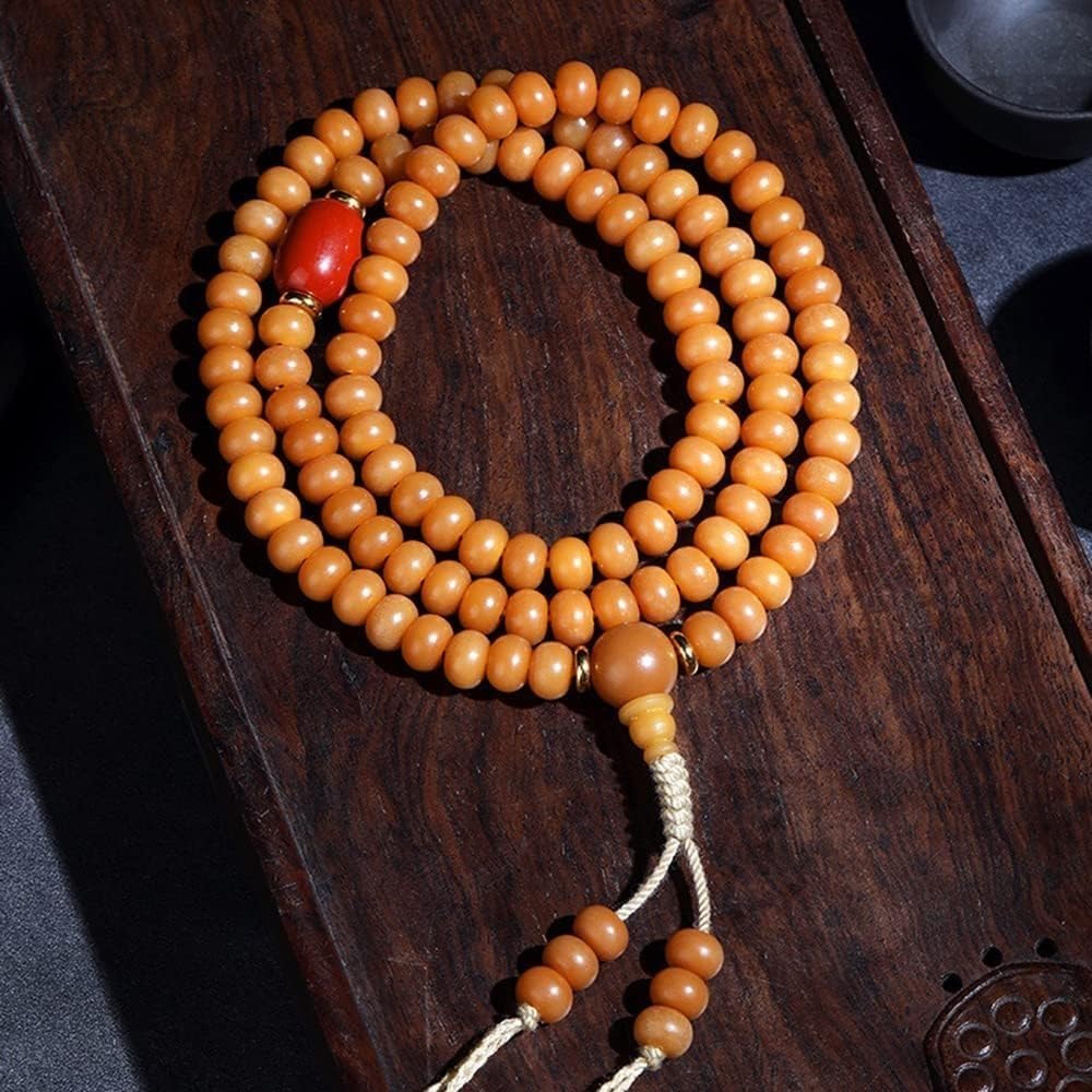 Braccialetti di rosari, Braccialetti con Perline di radice Bodhi stagionato Giallo(Wit)