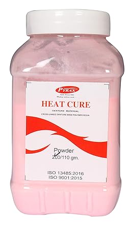 PYRAX Heat Cure Denture Base Acrylic Resin Powder. Combo Pack (200 Gms Pink + 200 Light Veind Pink)