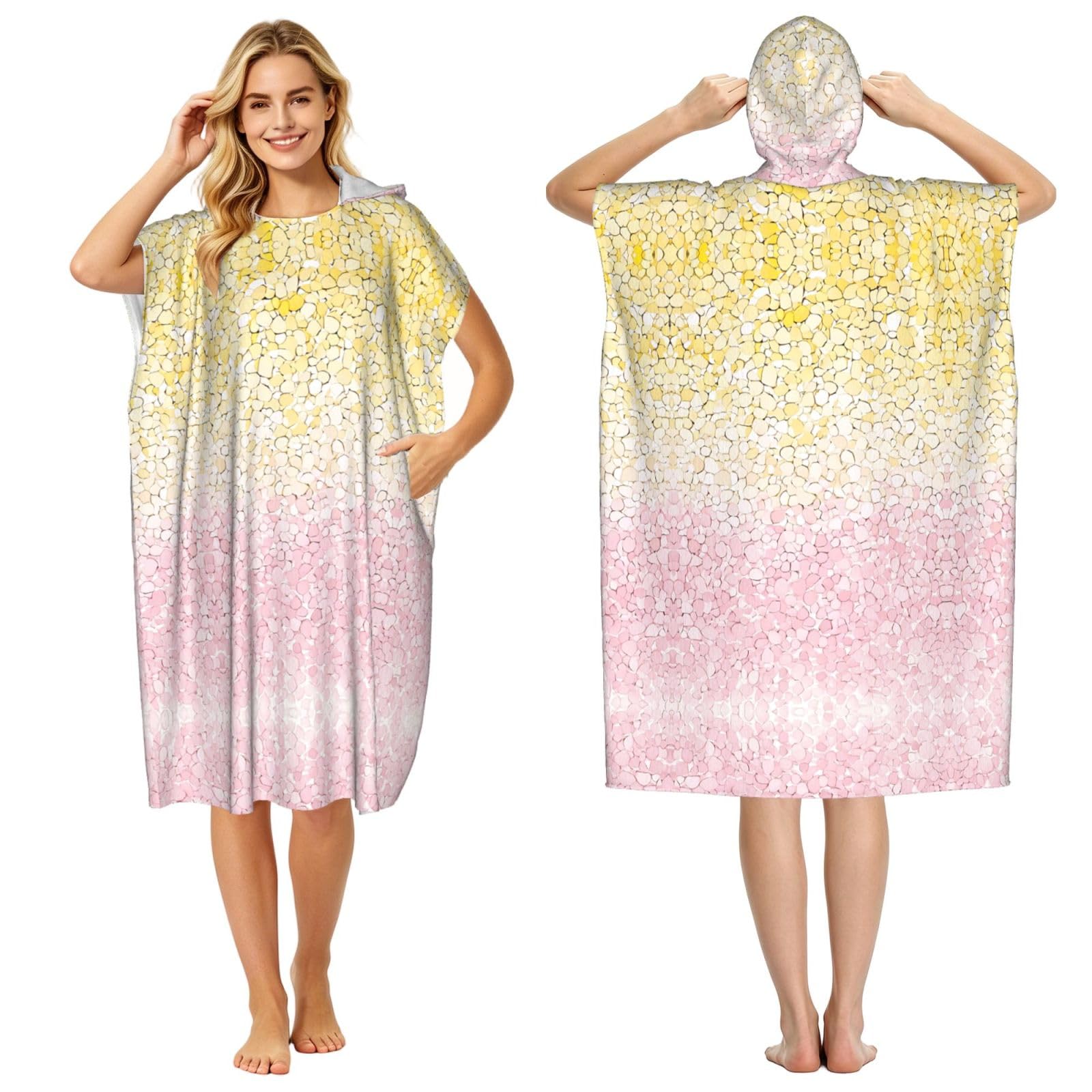 Poncho à capuche microfibre adulte imprimé paillettes homme femme léger