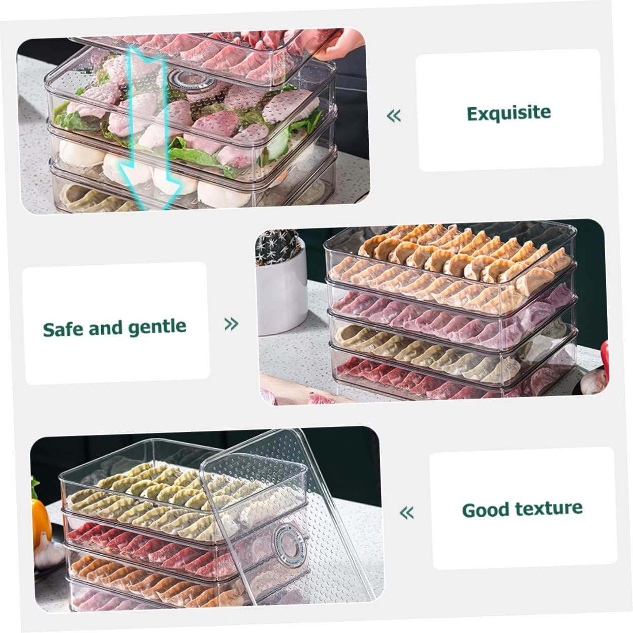 Stackable Bins for Freezer Refrigerator Food Storage Box Pet Material Easy to Clean Efficient Storage