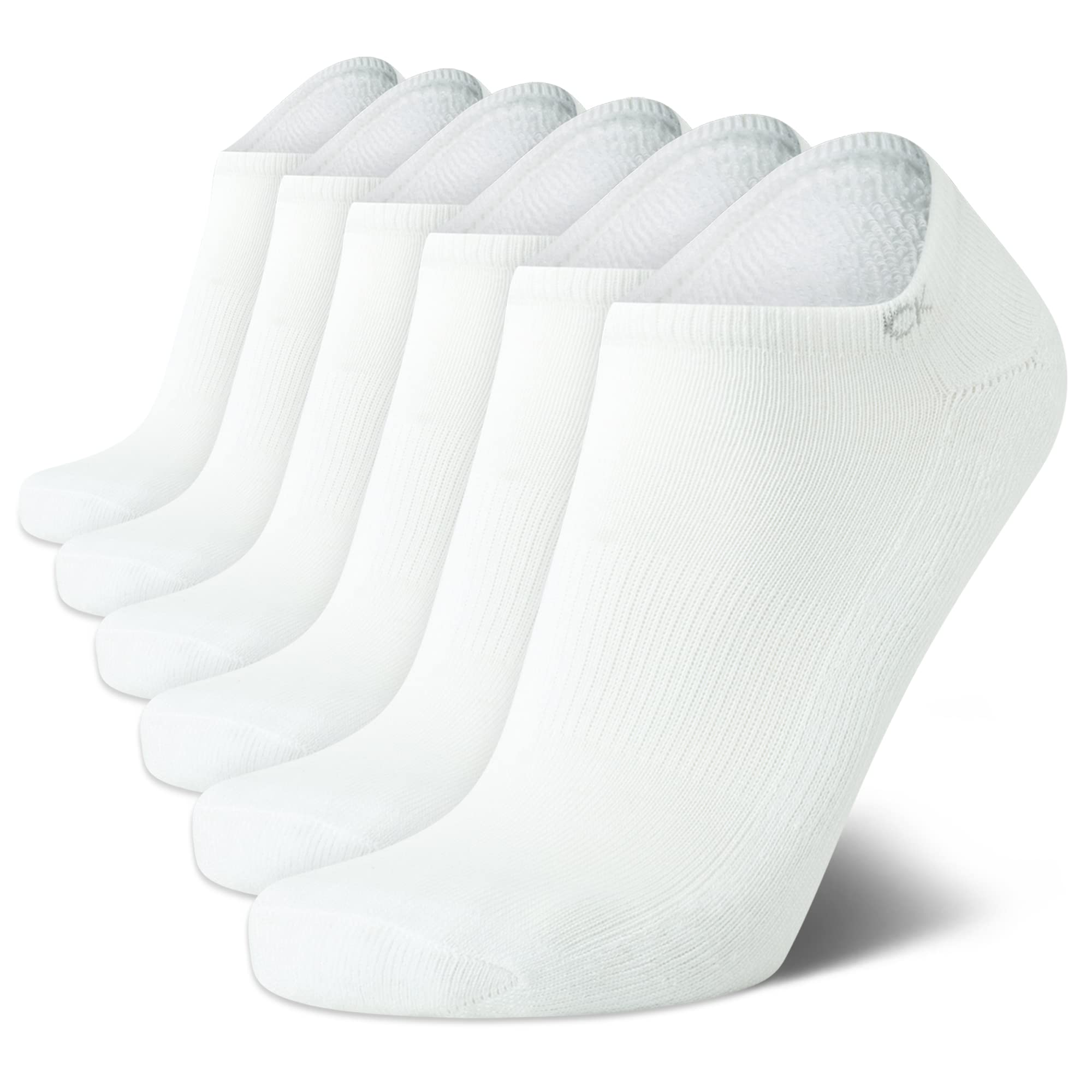 Mens No Show Socks - 6 Pack Soft Cotton Blend Cushioned Athletic Low Cut Socks for Men for Sports and Running