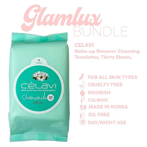 Miniatura 8 de Glam Lux Paquete de belleza, The Creme Shop X Hello Kitty Bolsa de viaje con lazo dorado, cuidado de la piel coreano, toallitas removedoras de