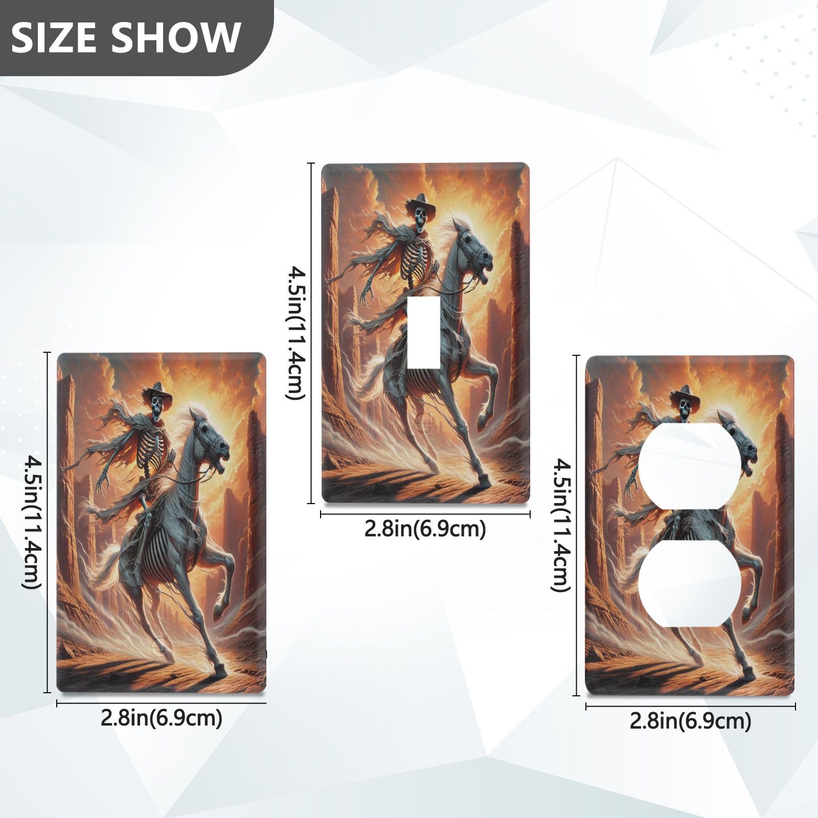 Skeleton Cowboy Light Switch Cover Decorative Receptacle Outlet Wall Plate Guard Plastic Outlet Covers for Farmhouse Home Decor Livingroom (Unused Outlet Cover)