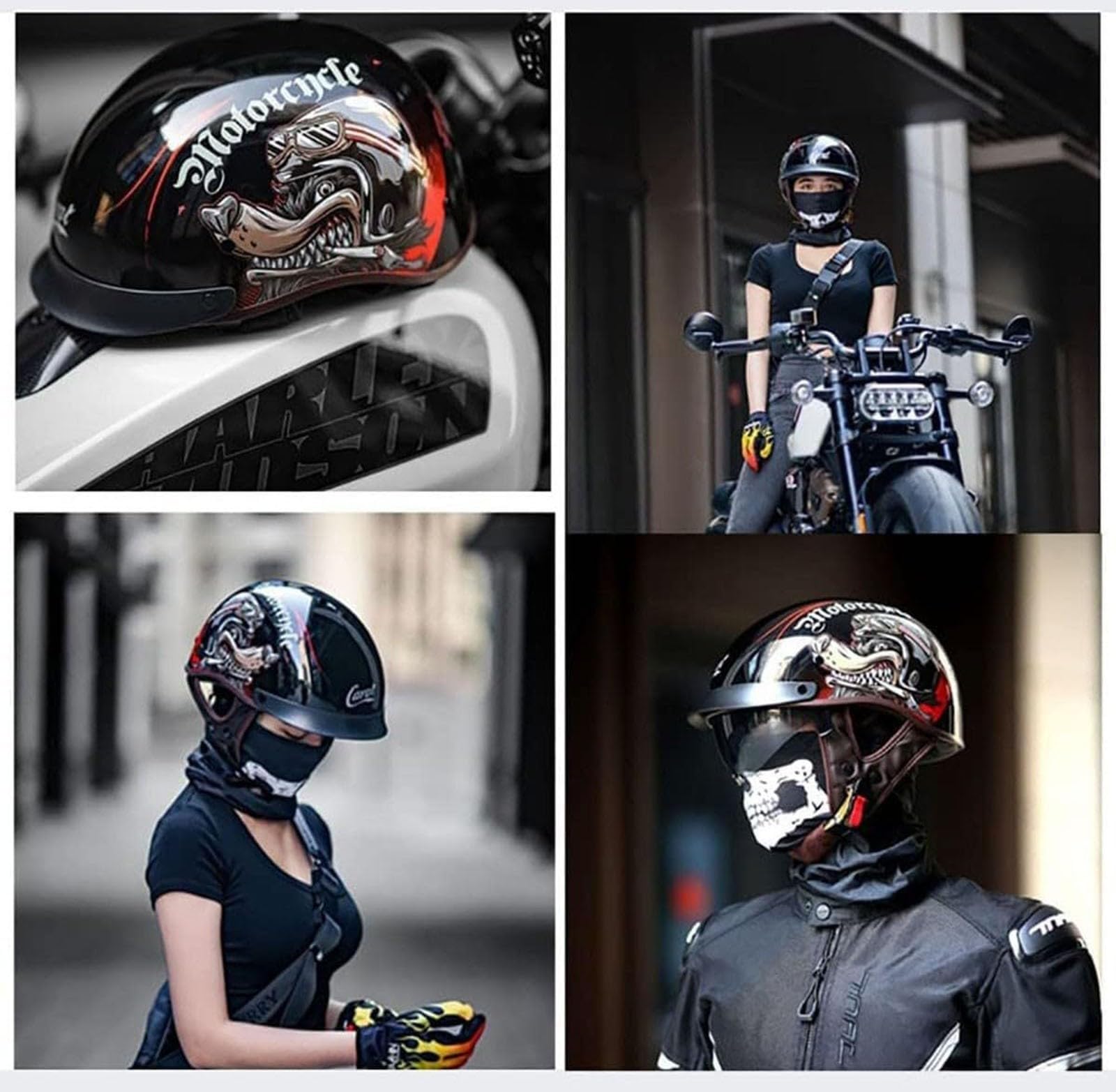 Casque Bol Moto Homologué ECE Vintage Mobylette ​Demi Jet Casque de Moto à Face Ouverte Cour Cruiser Dapté à La Conduite en Extérieur