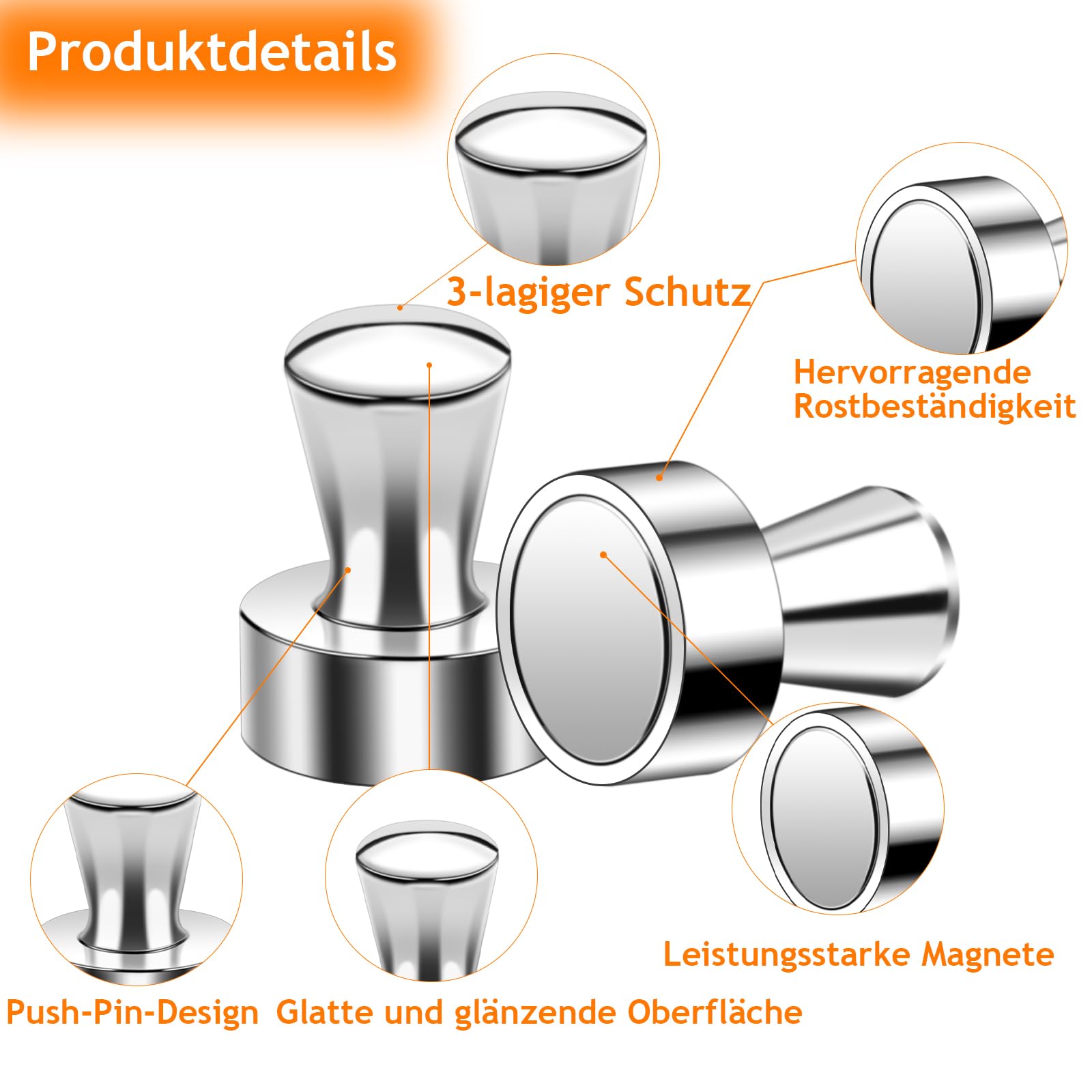18 Mini Magneti Al Neodimio Extra Forti - 16x12mm, Per Frigorifero, Lavagna, Ufficio - Rivestimento Anti-Ruggine