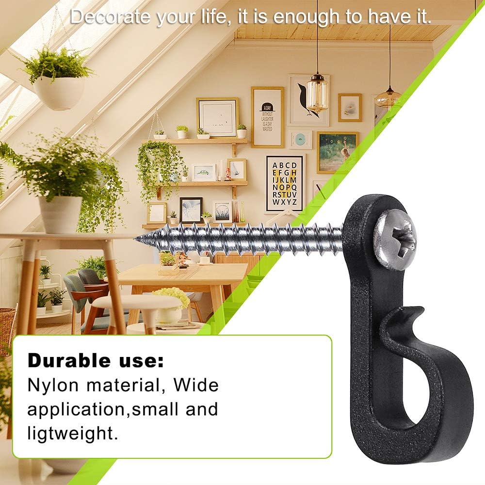 Super Big Clearance! SELEWARE Pack of 20 Q-Hanger, Home Christmas Lights Hanger Hooks with Phillips Screw for Garage New Year Party Outdoor Easy Release Wire and Fairy Led Lights, Widthwise Screw, Black