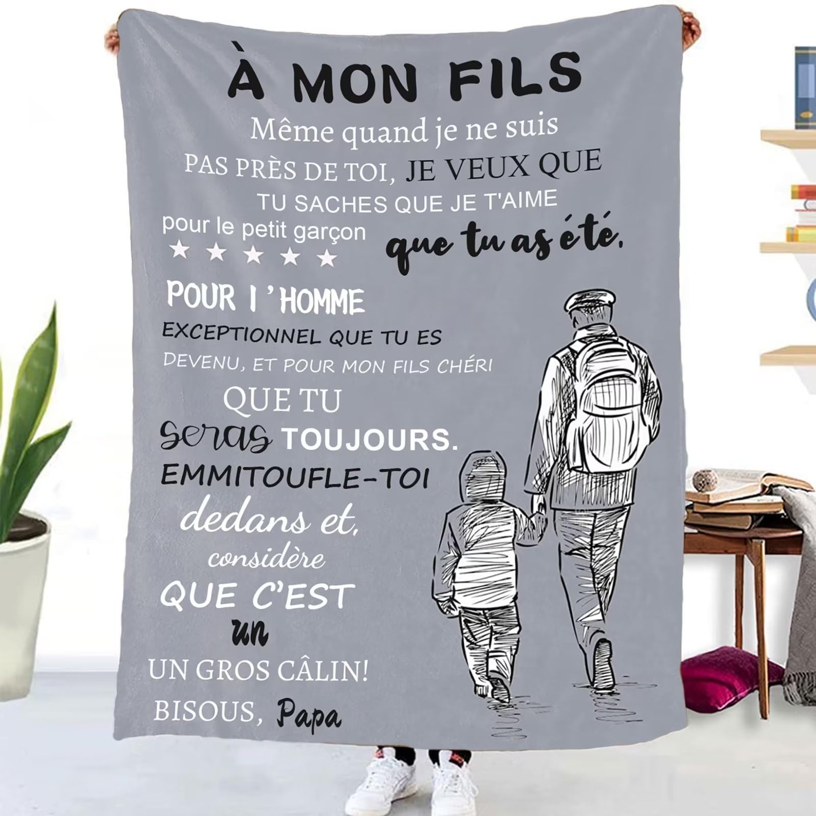 Plaid d'anniversaire personnalisé pour mon fils : le cadeau idéal de la part de son papa