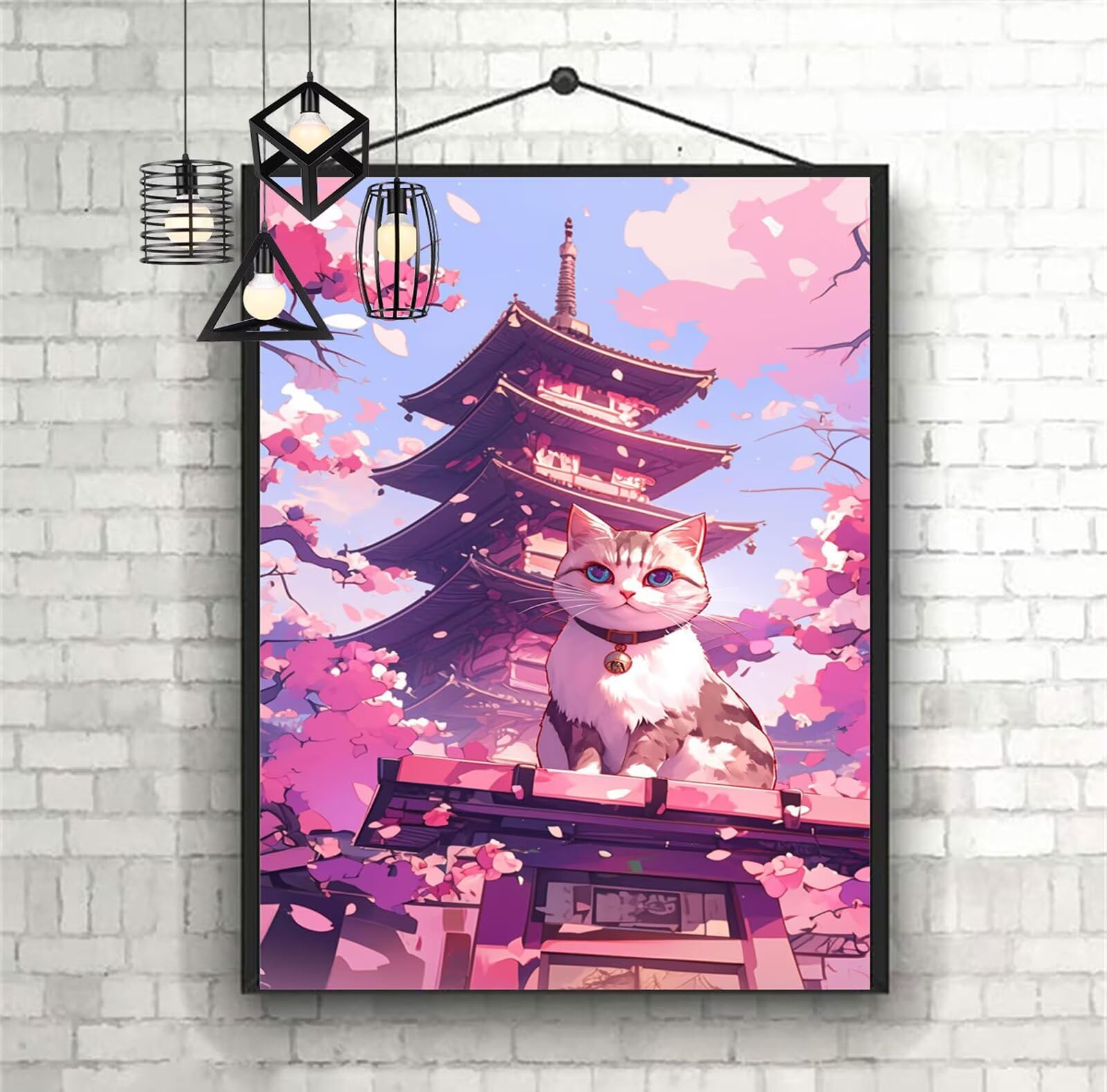 Diamentowe malowanie kot diamentowy obraz dzieci 60x90 cm 2025 diament malarstwo Japonia, DIY diamentowe rysunki ścieg krzyżykowy rzemiosło dla dorosłych, obraz diamentowy dekoracja domu prezenty