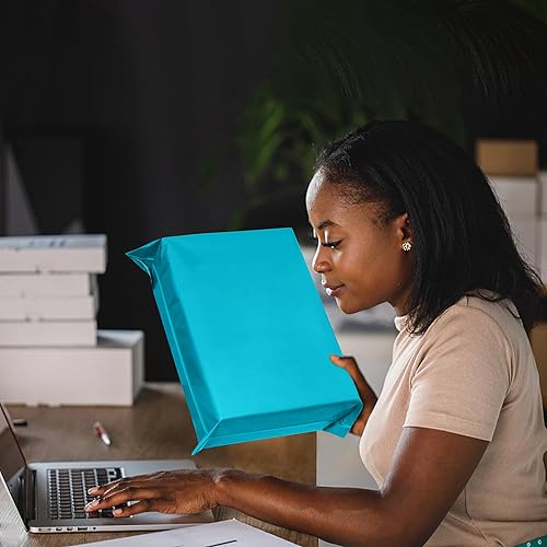 Miniatura 7 de Sobres de polietileno de 9 x 12 pulgadas, 100 unidades, sobres de correo de plástico azul con grosor de 2.4 mil de grosor, bolsas de envío