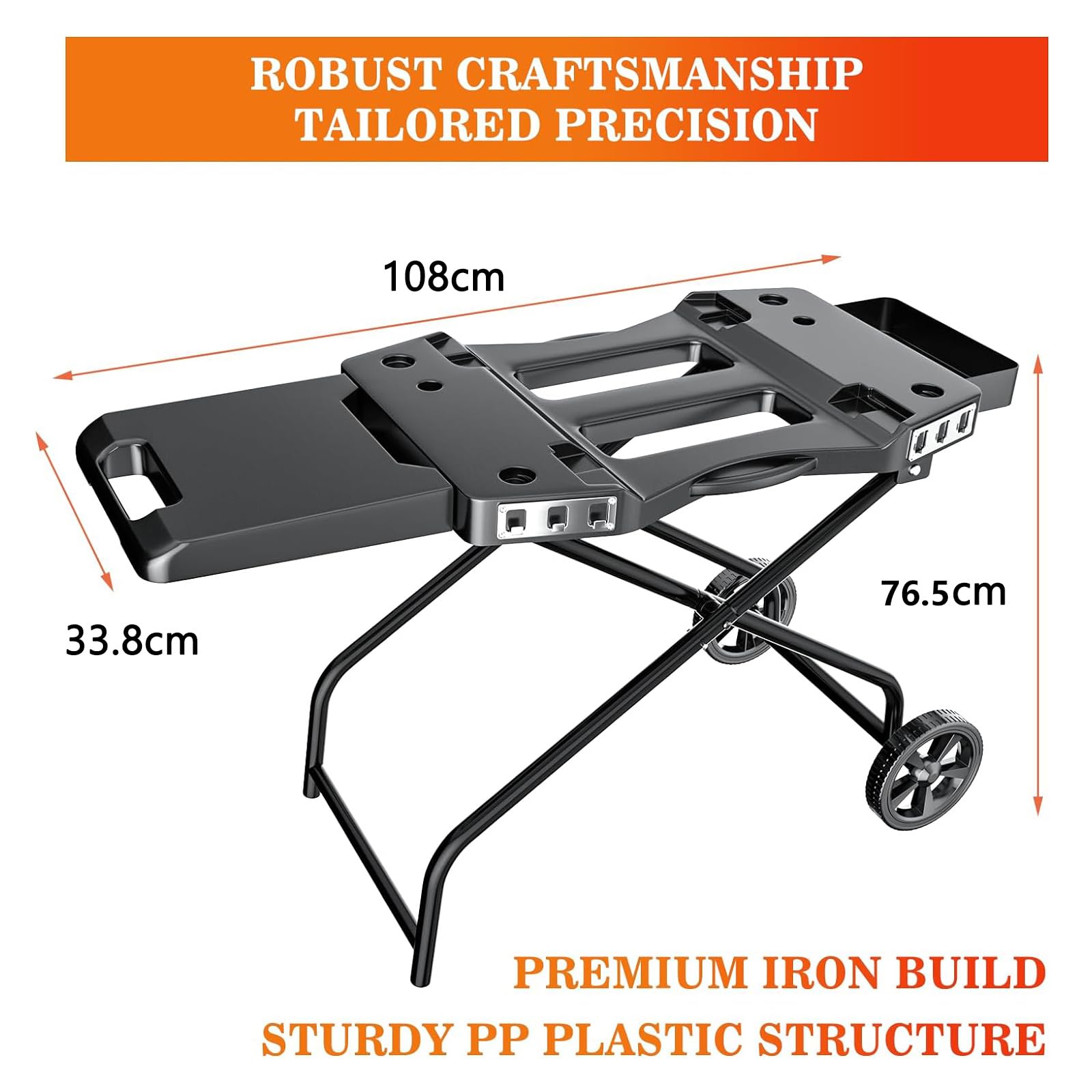 Carro de barbacoa portátil para Ninja Woodfire OG700, OG701, 10697/10724, 57 cm, Blackstone, Traeger Ranger, con soporte plegable, bandeja y cesta