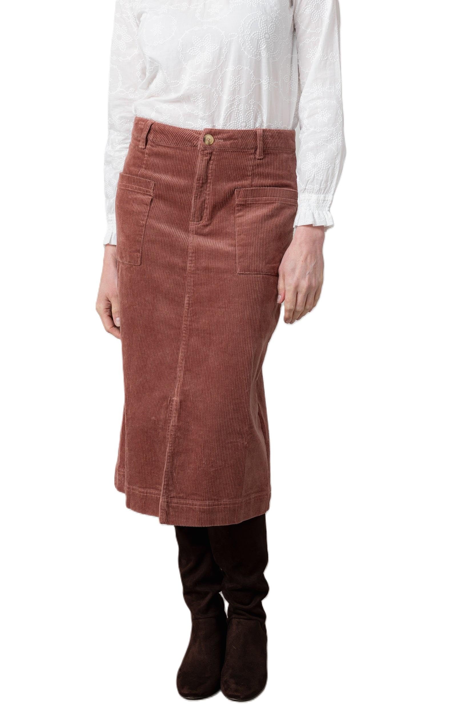 Lily & Me Antique Rose Penrose Stretch Jumbo Cord Midi Skirt - Size 10